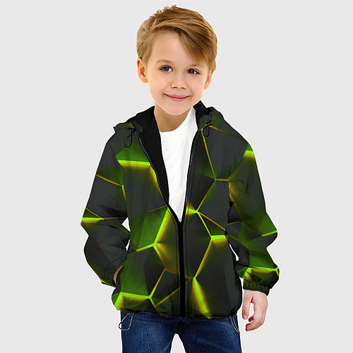 Детская куртка Разлом неоновых плит / 3D-Черный – фото 4