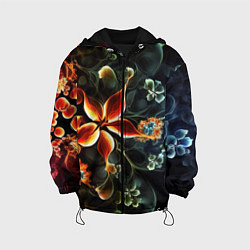 Куртка с капюшоном детская Абстрактные цветы, цвет: 3D-черный