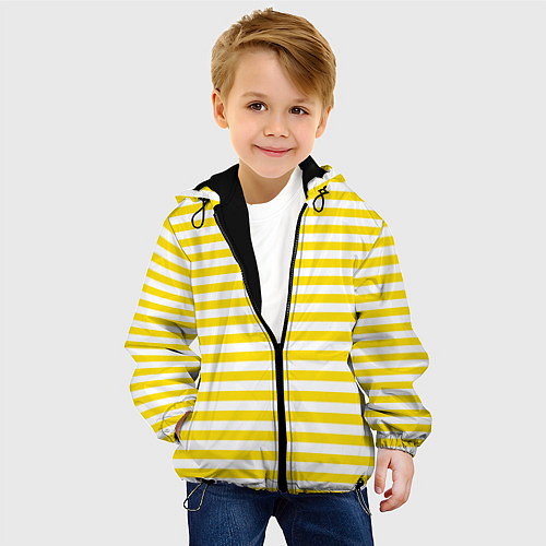 Детская куртка Светло-желтые полосы / 3D-Черный – фото 4