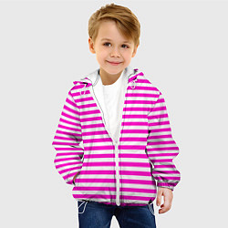 Куртка с капюшоном детская Ярко-розовые полосы, цвет: 3D-белый — фото 2