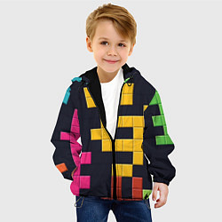 Куртка с капюшоном детская Узор Тетрис абстракции, цвет: 3D-черный — фото 2