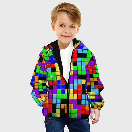 Детская куртка Тетрис цветные блоки / 3D-Черный – фото 4