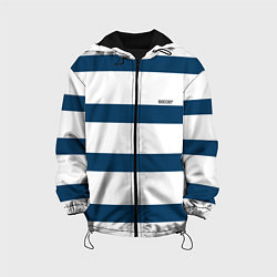 Куртка с капюшоном детская Бело-синий полосатый узор, цвет: 3D-черный