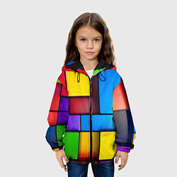 Куртка с капюшоном детская Красочные объемные блоки, цвет: 3D-черный — фото 2