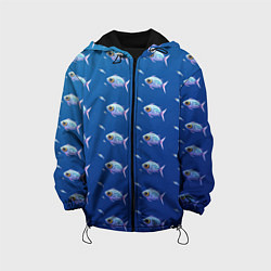 Куртка с капюшоном детская Subnautica паттерн с рыбками, цвет: 3D-черный