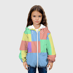 Куртка с капюшоном детская Разноцветные квадраты и прямоугольники, цвет: 3D-белый — фото 2