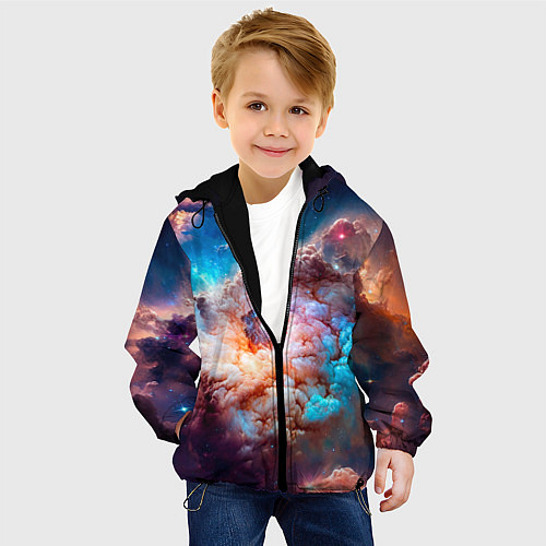 Детская куртка Небула в космосе в голубо-розовых тонах - нейронна / 3D-Черный – фото 4