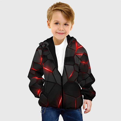 Детская куртка Плиты с красной подсветкой / 3D-Черный – фото 4