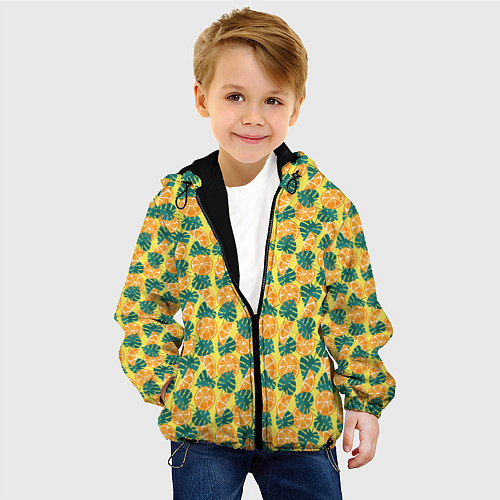 Детская куртка Летний паттерн с апельсинами / 3D-Черный – фото 4