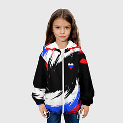 Куртка с капюшоном детская Сердечко Россия - мазки кисти, цвет: 3D-белый — фото 2