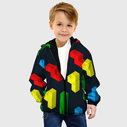 Куртка с капюшоном детская Крупные фигуры из игры Тетрис, цвет: 3D-черный — фото 2