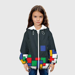 Куртка с капюшоном детская Падающий блок тетрис, цвет: 3D-белый — фото 2