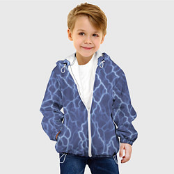 Куртка с капюшоном детская Электрический разряд на голубом фоне, цвет: 3D-белый — фото 2