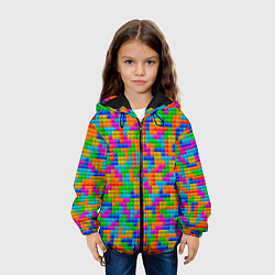 Куртка с капюшоном детская Крупные блоки Тетрис, цвет: 3D-черный — фото 2