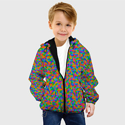 Куртка с капюшоном детская Мелкие блоки Тетрис, цвет: 3D-черный — фото 2