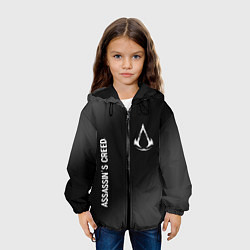Куртка с капюшоном детская Assassins Creed glitch на темном фоне: надпись, си, цвет: 3D-черный — фото 2