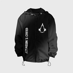 Куртка с капюшоном детская Assassins Creed glitch на темном фоне: надпись, си, цвет: 3D-черный
