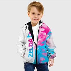 Куртка с капюшоном детская Zelda neon gradient style: по-вертикали, цвет: 3D-черный — фото 2