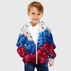 Куртка с капюшоном детская Флаг РФ из цветов, цвет: 3D-белый — фото 2