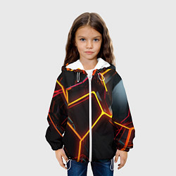 Куртка с капюшоном детская Неон на черном фоне, цвет: 3D-белый — фото 2