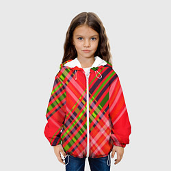 Куртка с капюшоном детская Геометрический узор красно-зеленый ассиметричный, цвет: 3D-белый — фото 2