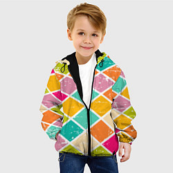 Куртка с капюшоном детская Весёлые ромбики, цвет: 3D-черный — фото 2