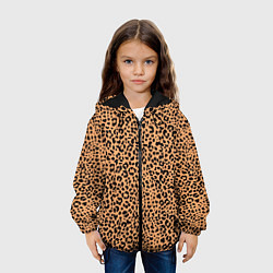 Куртка с капюшоном детская Оранжевое леопардовое поле, цвет: 3D-черный — фото 2