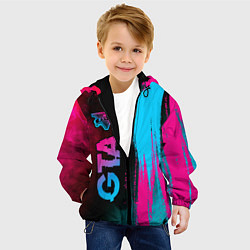 Куртка с капюшоном детская GTA - neon gradient: по-вертикали, цвет: 3D-черный — фото 2