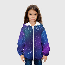 Куртка с капюшоном детская Фиолетовая розовая звездная туманность в космосе, цвет: 3D-белый — фото 2
