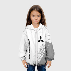 Куртка с капюшоном детская Mitsubishi speed на светлом фоне со следами шин: н, цвет: 3D-белый — фото 2