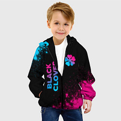 Куртка с капюшоном детская Black Clover - neon gradient: надпись, символ, цвет: 3D-черный — фото 2