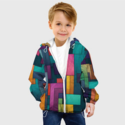 Куртка с капюшоном детская Современные геометрические фигуры, цвет: 3D-белый — фото 2