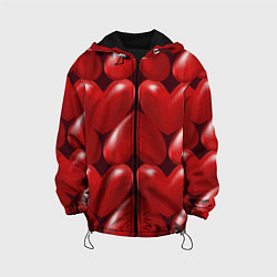 Куртка с капюшоном детская Red hearts, цвет: 3D-черный