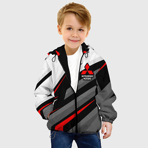 Детская куртка Mitsubishi motors - красная линия / 3D-Черный – фото 4