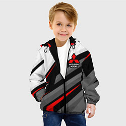Куртка с капюшоном детская Mitsubishi motors - красная линия, цвет: 3D-черный — фото 2