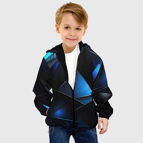 Детская куртка Черные и синие элементы / 3D-Черный – фото 4