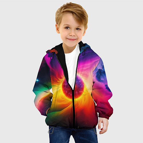Детская куртка Неоновое солнце / 3D-Черный – фото 4