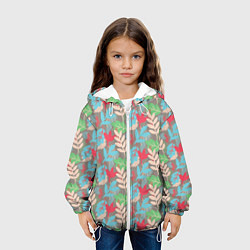 Куртка с капюшоном детская Цветные веточки, цвет: 3D-белый — фото 2