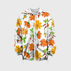 Куртка с капюшоном детская Orange flowers, цвет: 3D-белый