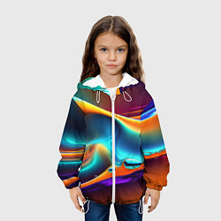Куртка с капюшоном детская Абстракция - жидкость, цвет: 3D-белый — фото 2