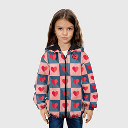 Куртка с капюшоном детская Pettern hearts, цвет: 3D-черный — фото 2