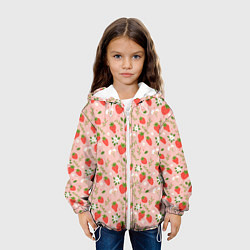 Куртка с капюшоном детская Паттерн клубника и цветы, цвет: 3D-белый — фото 2