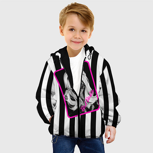 Детская куртка Барби и полосы / 3D-Черный – фото 4