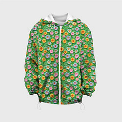 Куртка с капюшоном детская Объемные текстурные цветочки, цвет: 3D-белый