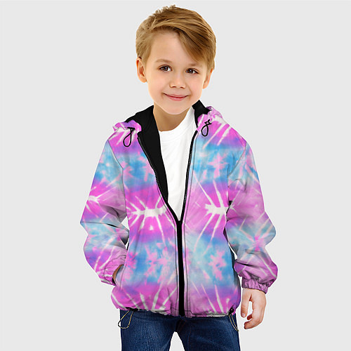 Детская куртка Голубо-розовый узор тай-дай / 3D-Черный – фото 4