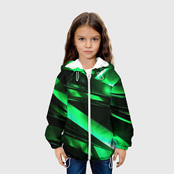Куртка с капюшоном детская Зеленая неоновая абстракция, цвет: 3D-белый — фото 2