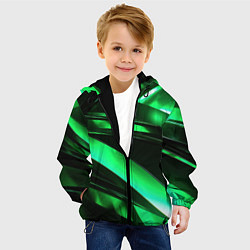 Куртка с капюшоном детская Зеленая неоновая абстракция, цвет: 3D-черный — фото 2