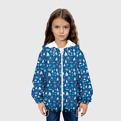 Куртка с капюшоном детская Кораблики синий фон, цвет: 3D-белый — фото 2
