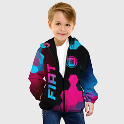 Куртка с капюшоном детская Fiat - neon gradient: надпись, символ, цвет: 3D-черный — фото 2