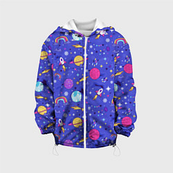 Куртка с капюшоном детская Планеты и кометы, цвет: 3D-белый